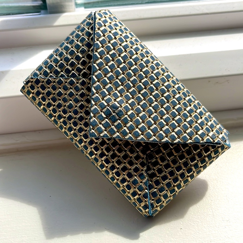 Blue And Gold Metallic Card Wallet